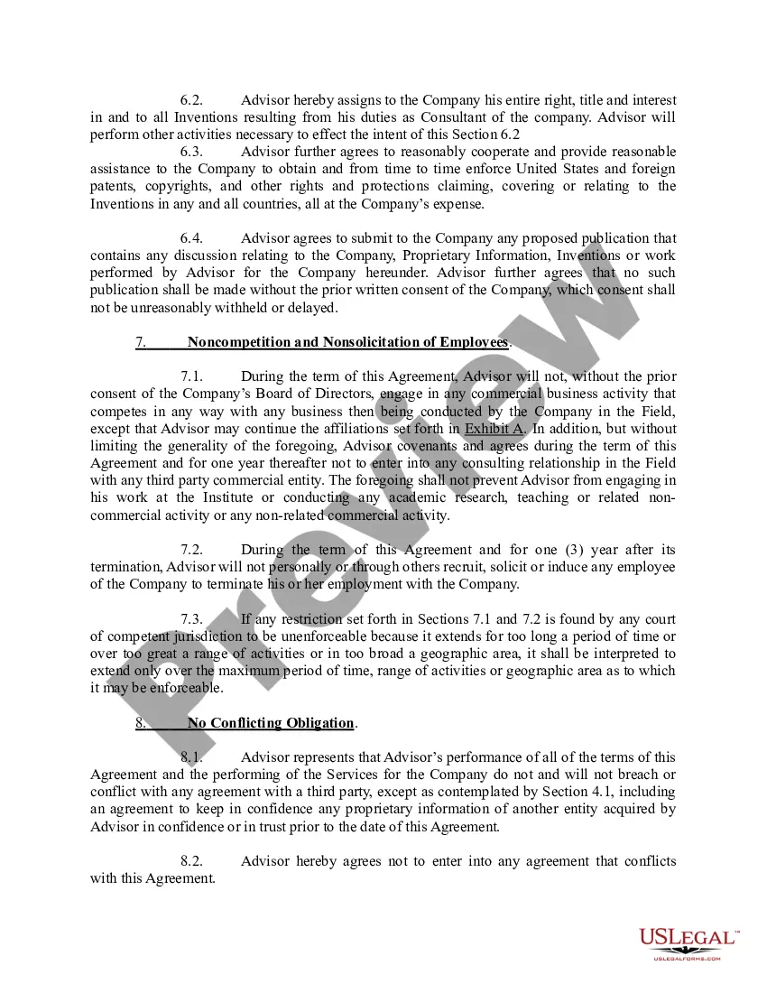 Preview Scientific Advisory Board Agreement