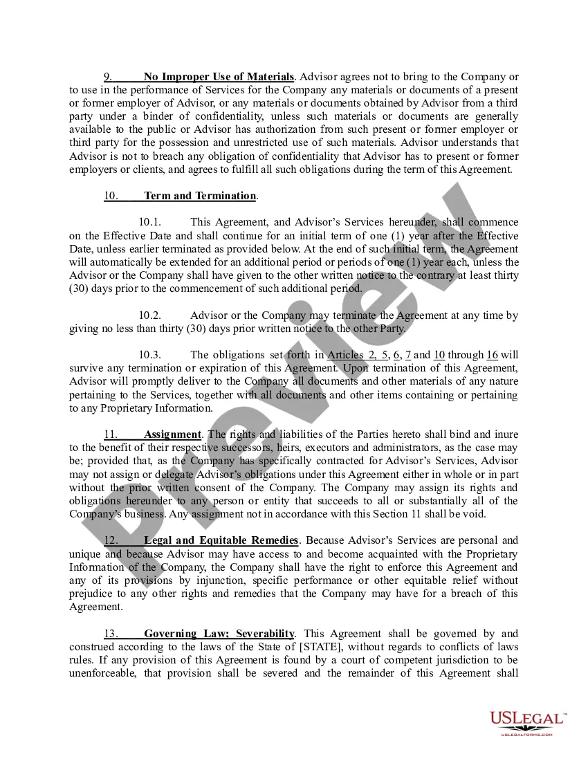 Preview Scientific Advisory Board Agreement