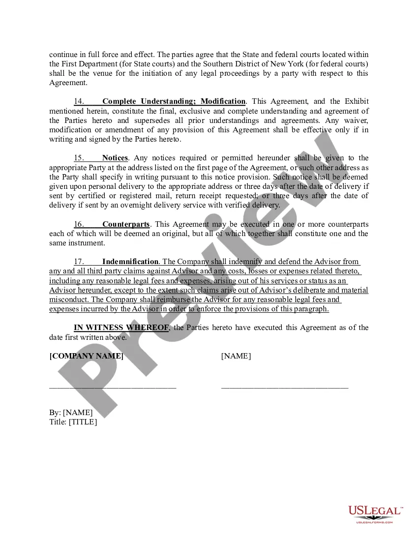 Preview Scientific Advisory Board Agreement