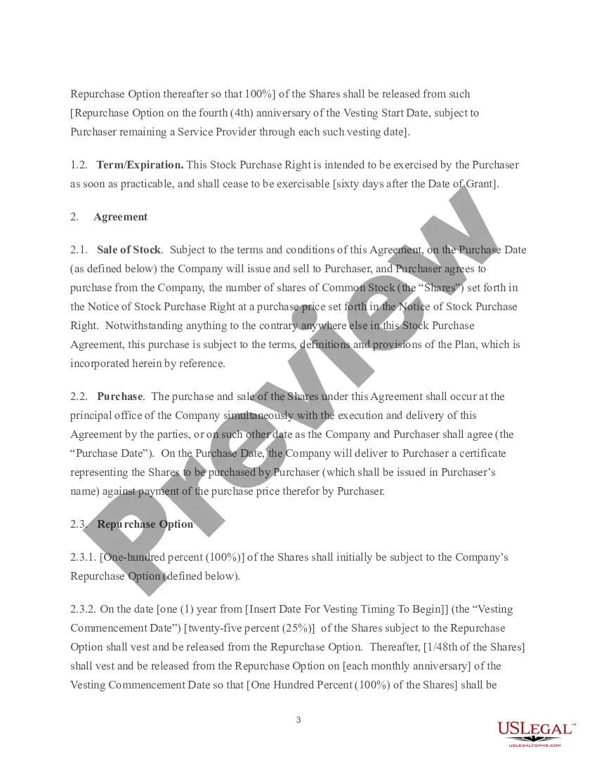 Get Restricted Stock Purchase Agreement for Equity Incentive Plan Preview Restricted Stock Purchase Agreement for Equity Incentive Plan
