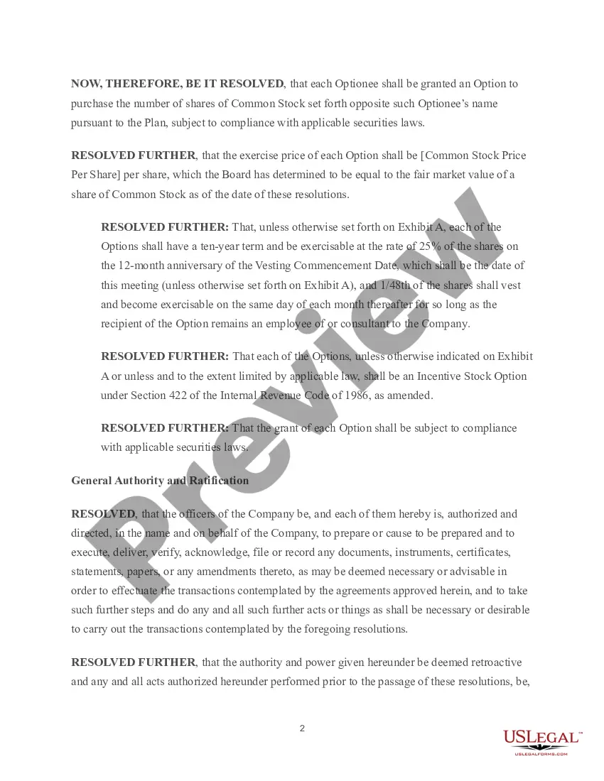 Get Board Approval of Stock Options Preview Board Approval of Stock Options