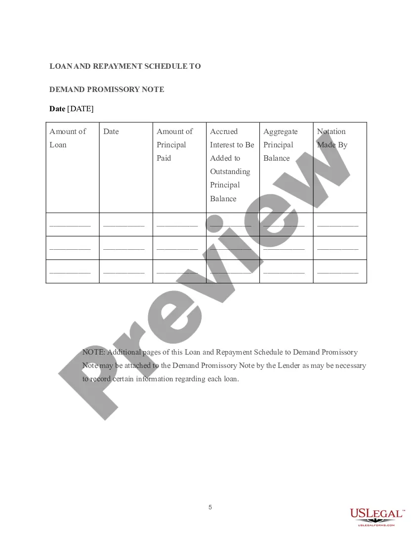 Preview Demand Promissory Note