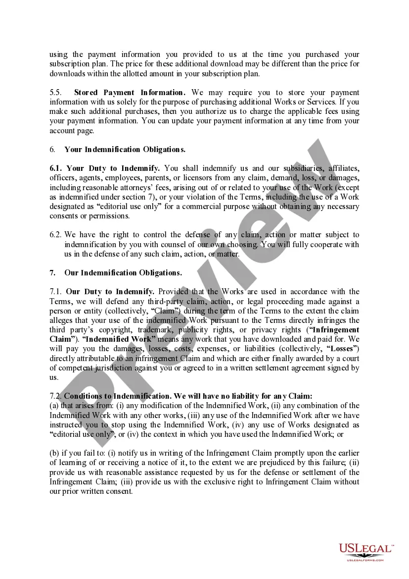 Preview Additional Terms - Standard License