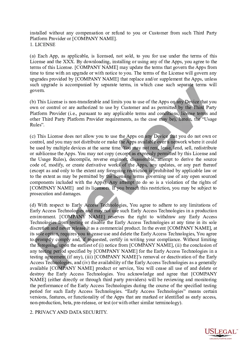 Get End User License Agreement for Mobile Applications Preview End User License Agreement for Mobile Applications