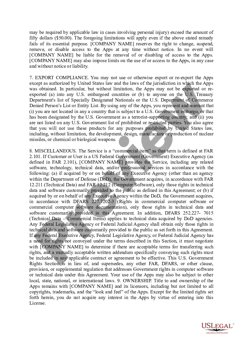 Get End User License Agreement for Mobile Applications Preview End User License Agreement for Mobile Applications