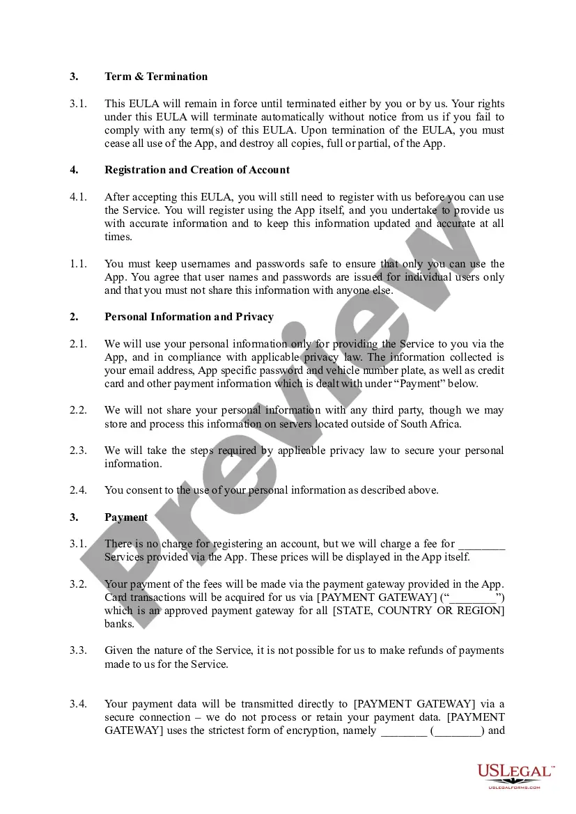 Get End User License Agreement for Mobile Applications Preview End User License Agreement for Mobile Applications