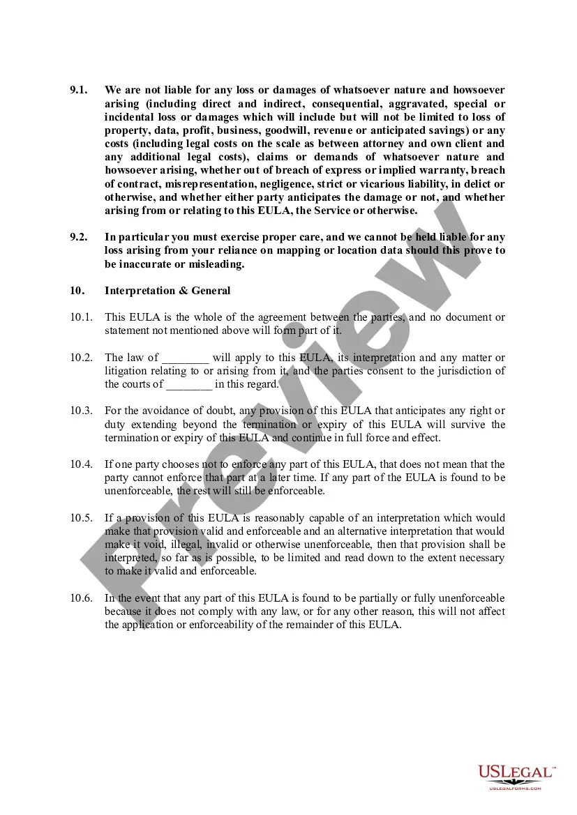 Get End User License Agreement for Mobile Applications Preview End User License Agreement for Mobile Applications