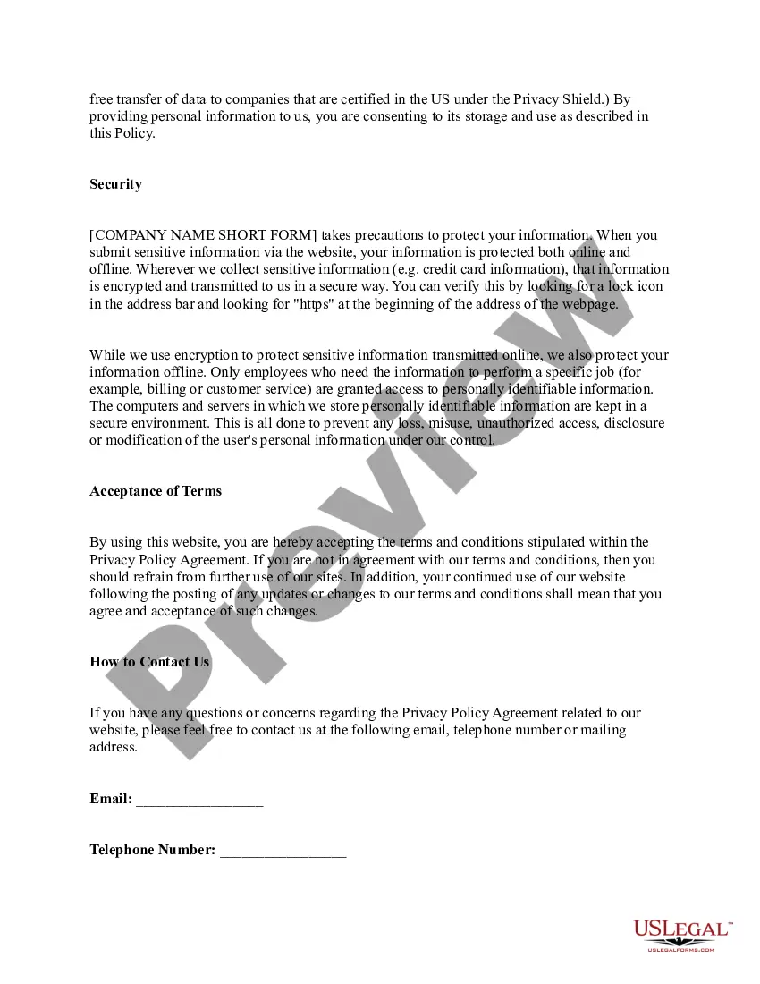 Get Online Privacy Policy Agreement Preview Online Privacy Policy Agreement