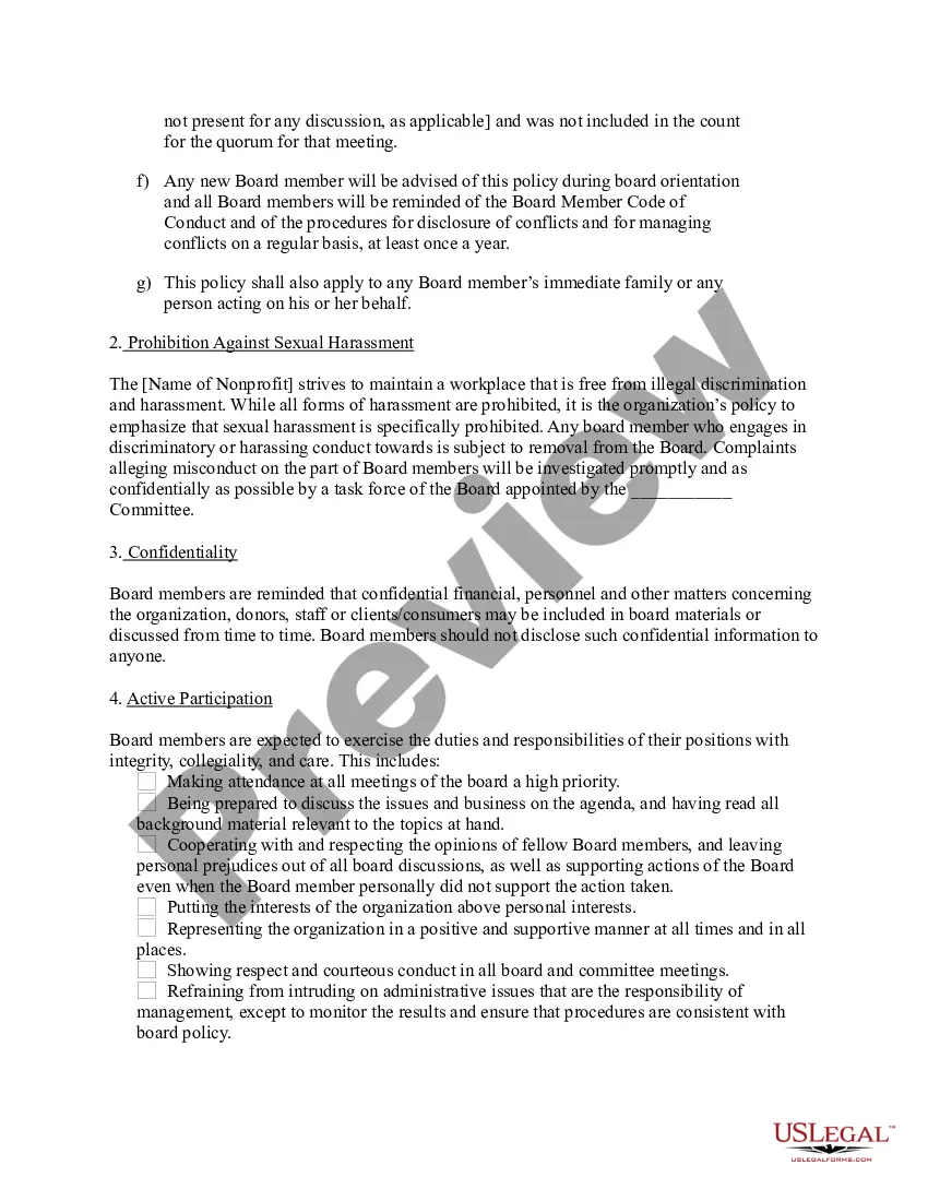 Get Nonprofit - Conduct Policies for Board Members Preview Nonprofit - Conduct Policies for Board Members