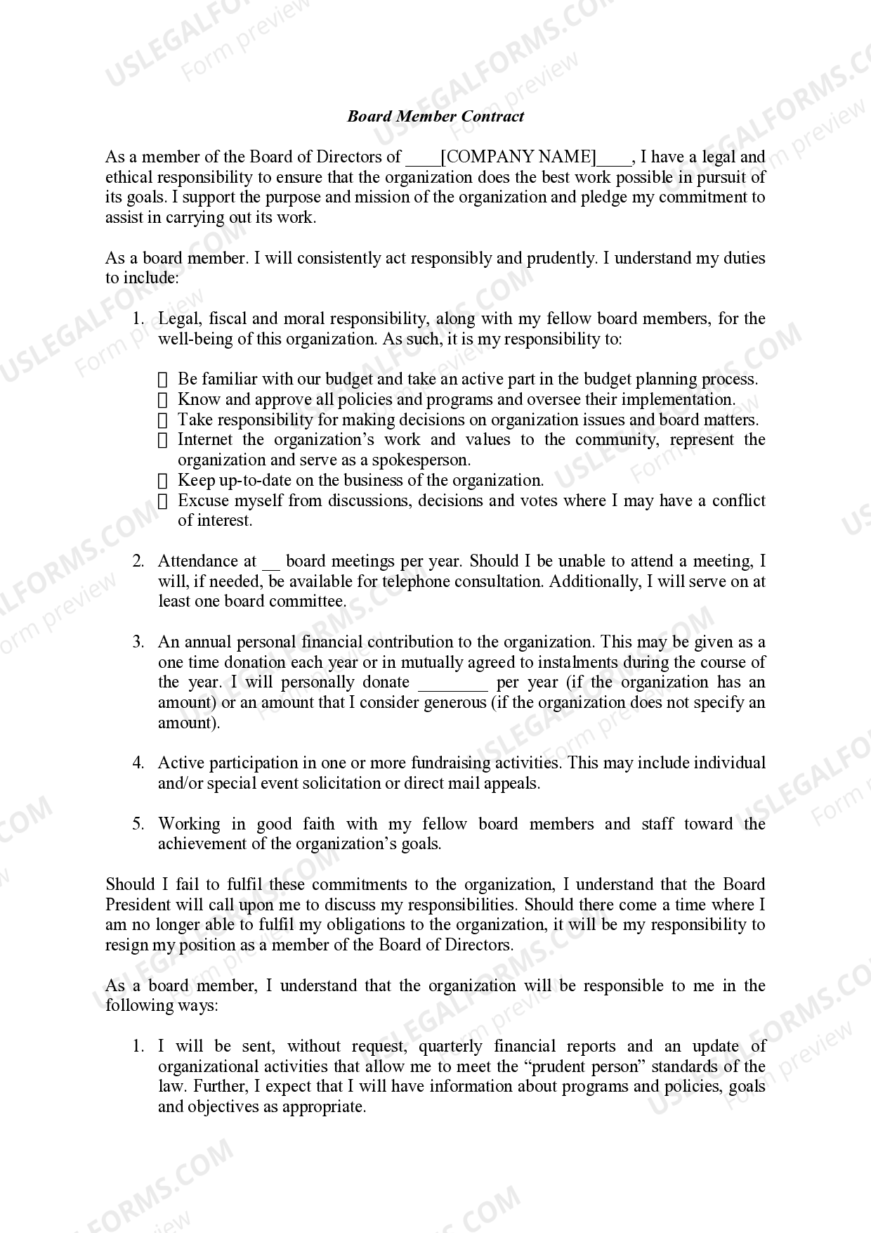 Pima Arizona Board Member Agreement US Legal Forms