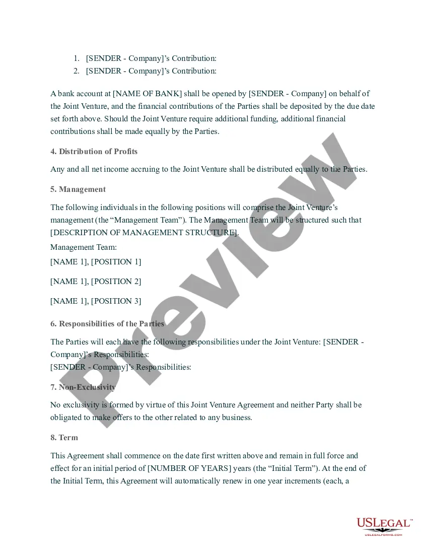 Get Joint Venture Agreement Preview Joint Venture Agreement