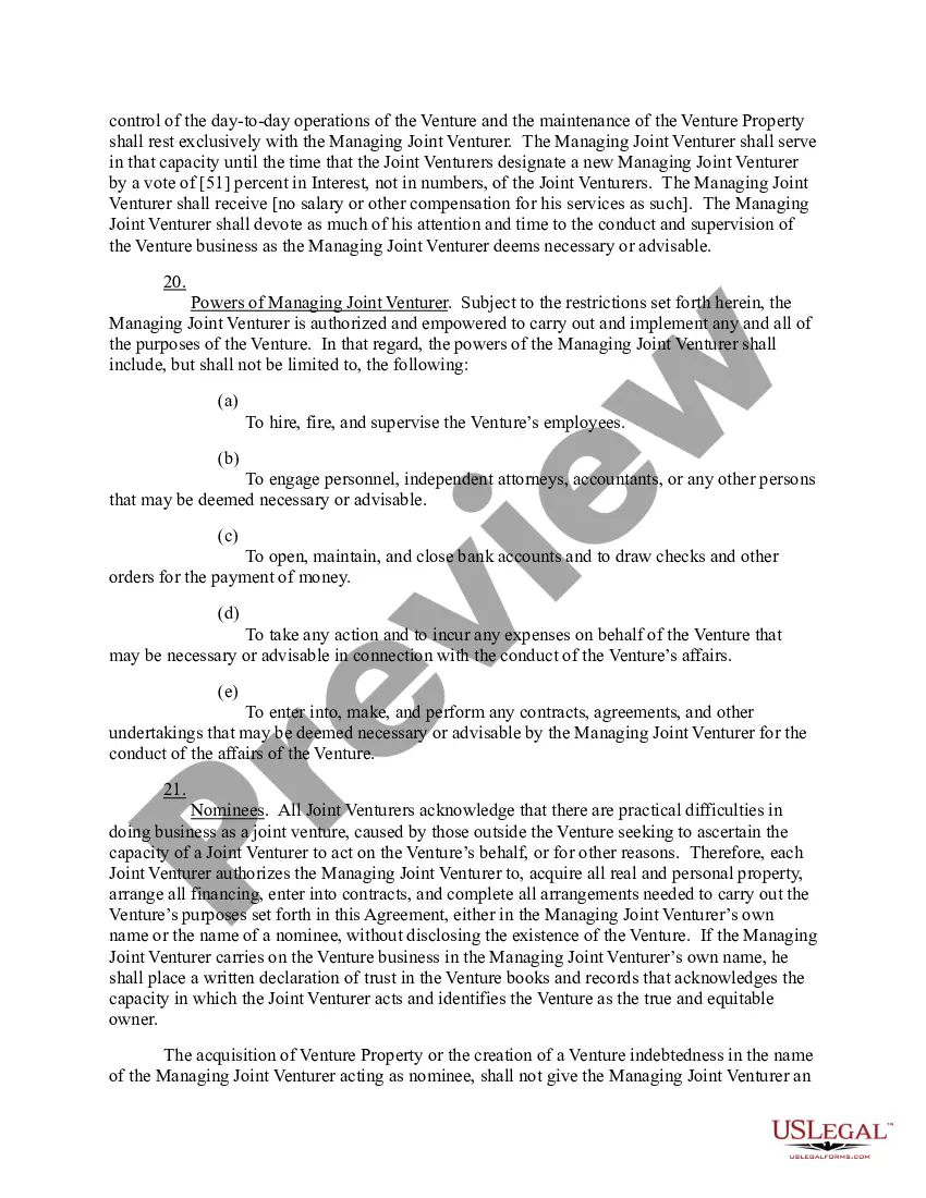 Get Joint Venture Agreement Preview Joint Venture Agreement