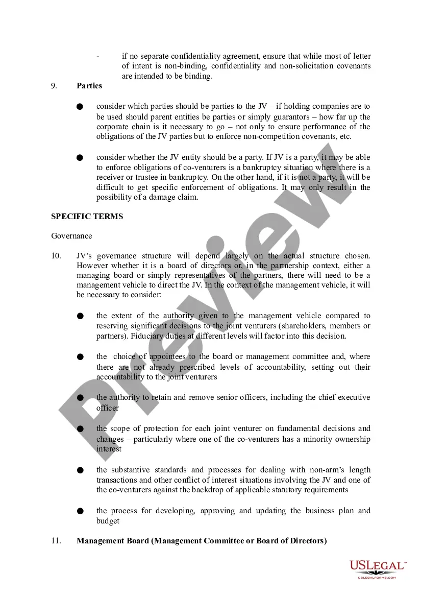 Get Checklist - Joint Venture Agreement Preview Checklist - Joint Venture Agreement