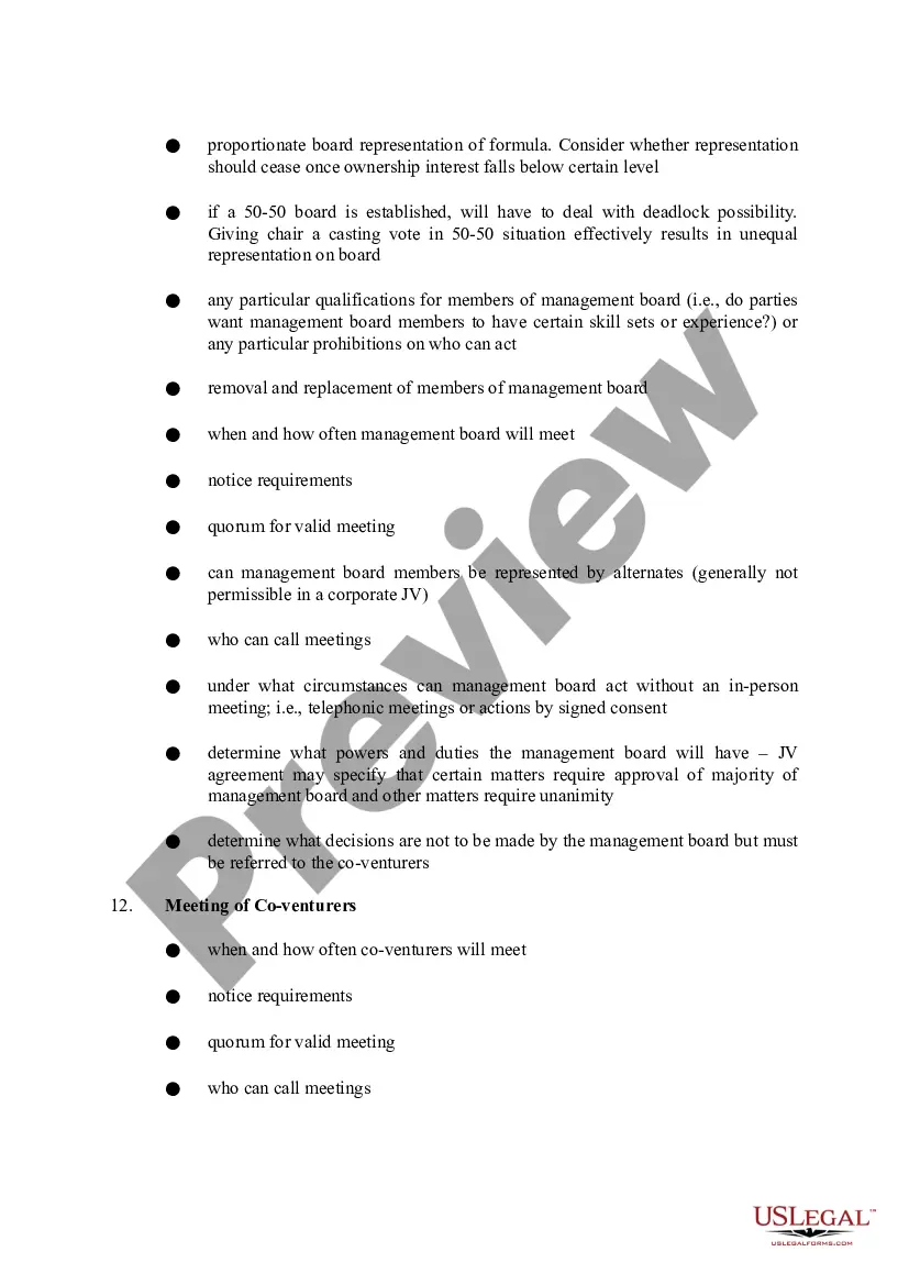 Get Checklist - Joint Venture Agreement Preview Checklist - Joint Venture Agreement