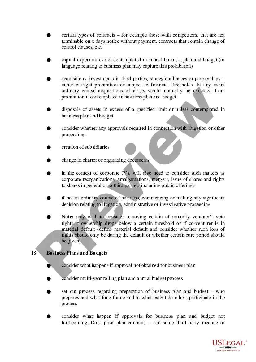Get Checklist - Joint Venture Agreement Preview Checklist - Joint Venture Agreement
