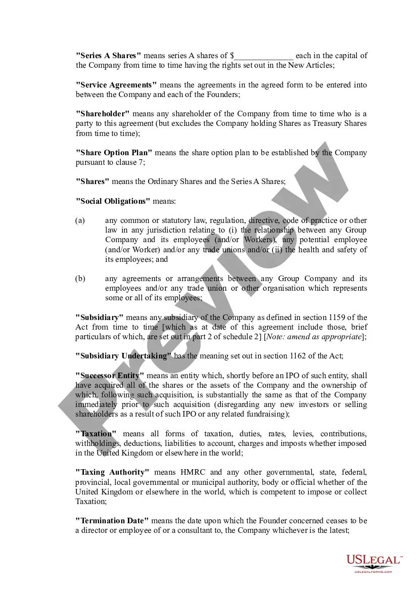 Get Subscription Agreement and Shareholders' Agreement Preview Subscription Agreement and Shareholders' Agreement