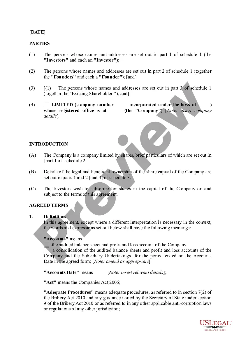 Get Subscription Agreement and Shareholders' Agreement Preview Subscription Agreement and Shareholders' Agreement