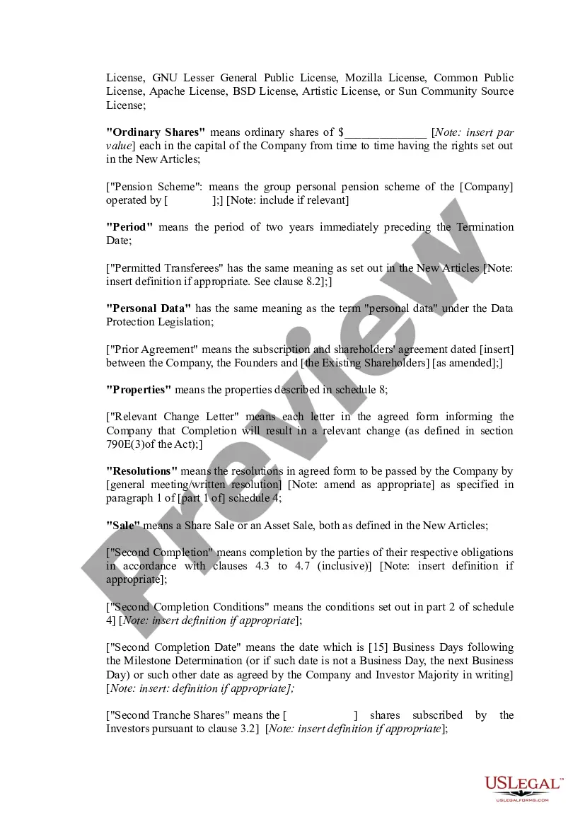Get Subscription Agreement and Shareholders' Agreement Preview Subscription Agreement and Shareholders' Agreement