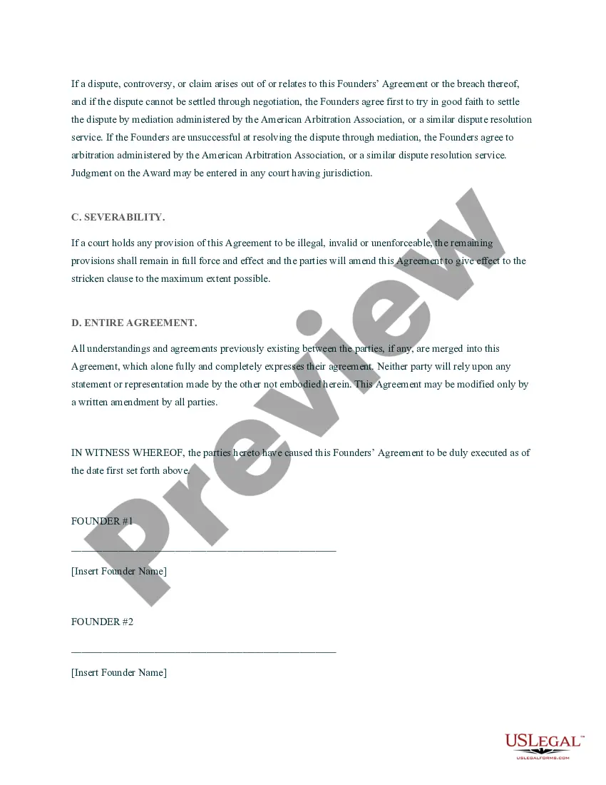 Free Founders' Agreement Template