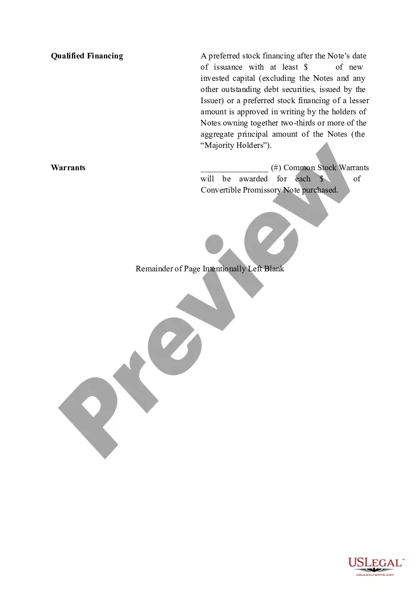 Get Term Sheet - Six Month Promissory Note Preview Term Sheet - Six Month Promissory Note