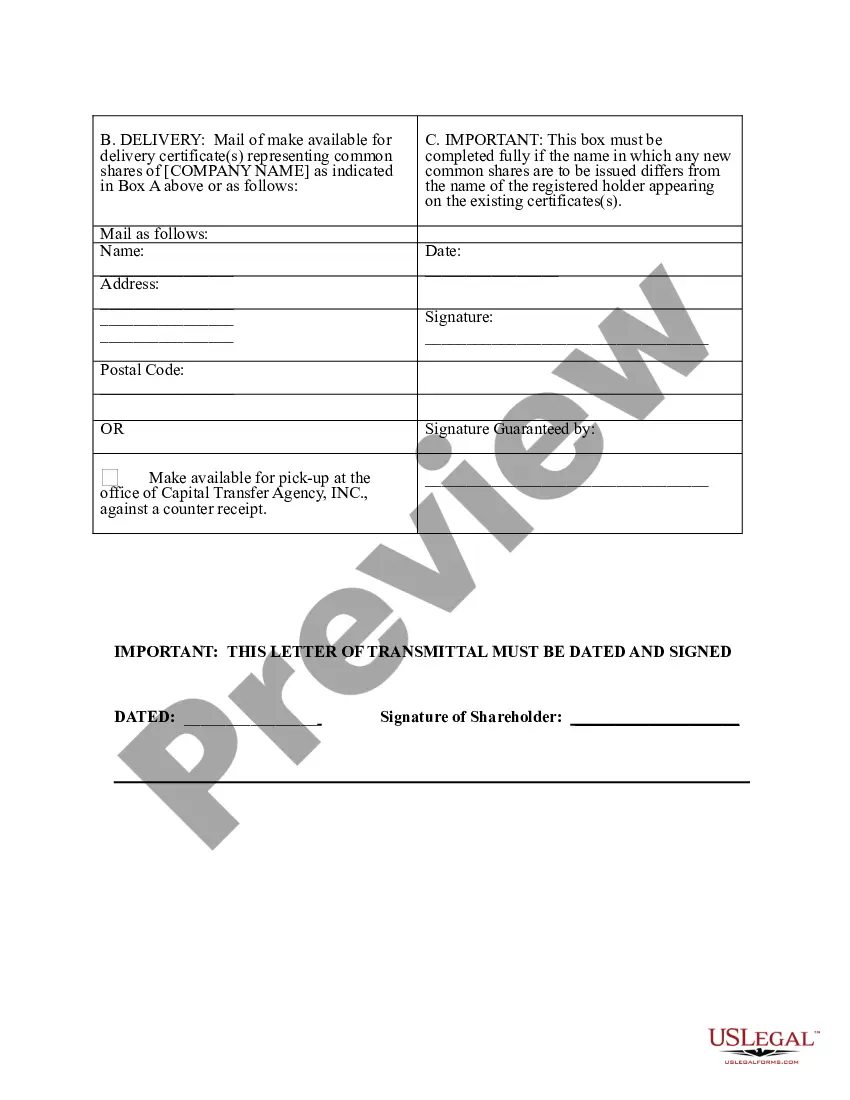 Get Letter of Transmittal Preview Letter of Transmittal