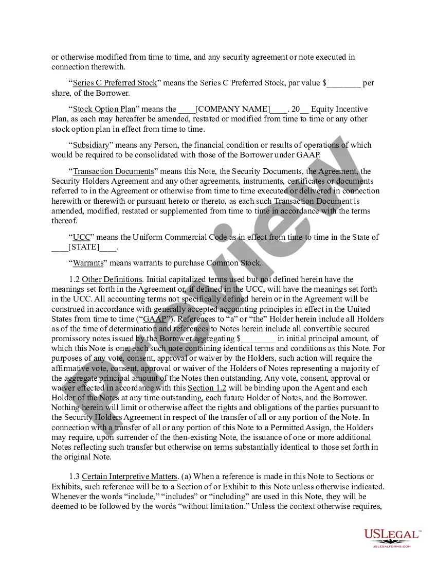 Get Convertible Secured Promissory Note Preview Convertible Secured Promissory Note