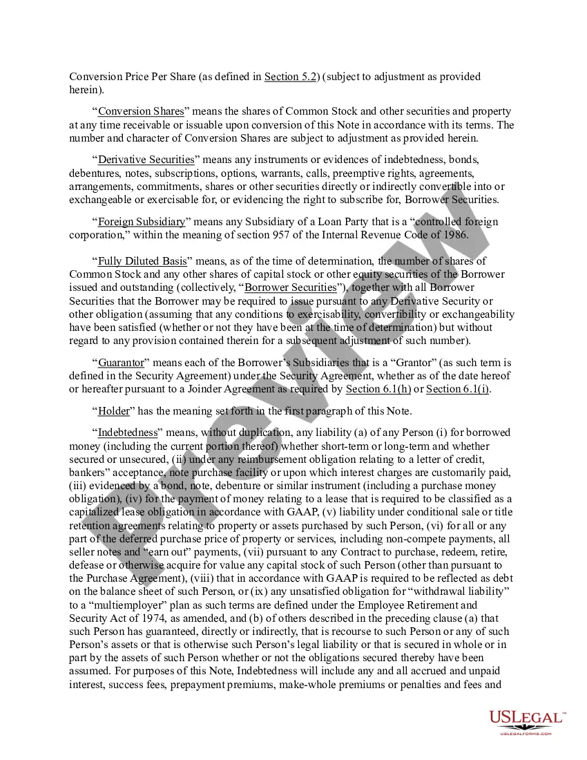 Get Convertible Secured Promissory Note Preview Convertible Secured Promissory Note