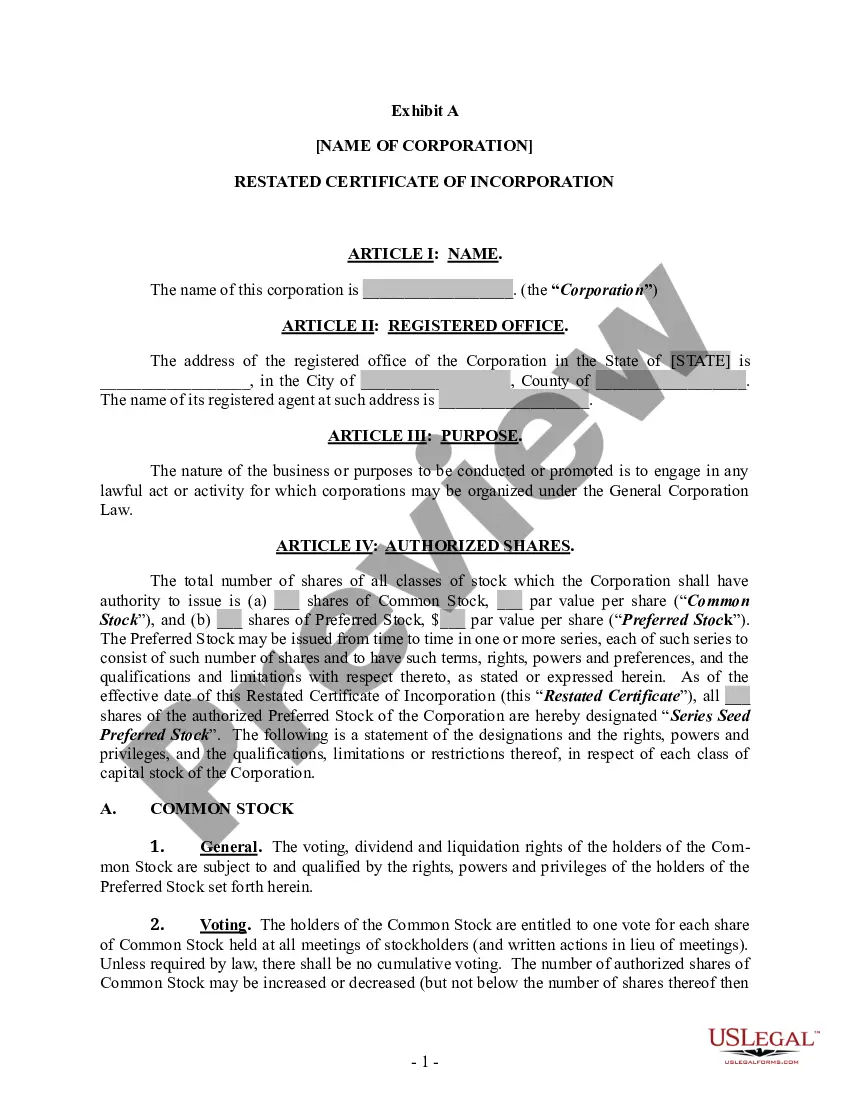 Get Restated Certificate of Incorporation Preview Restated Certificate of Incorporation