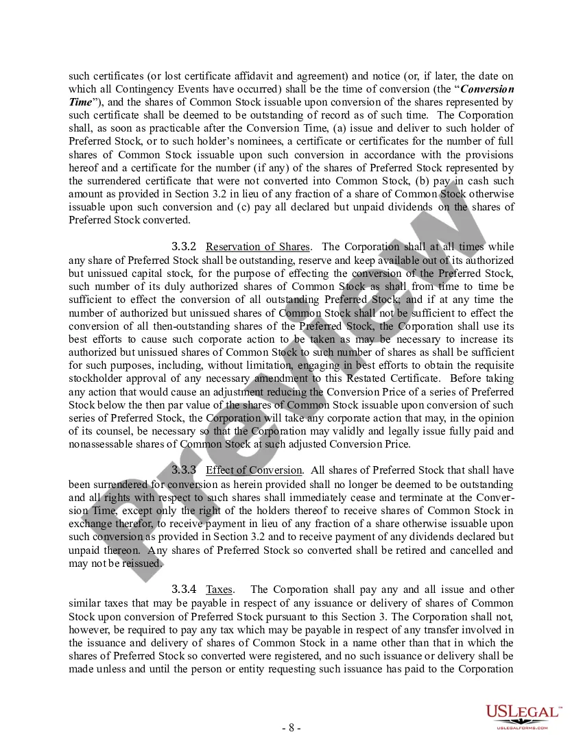 Get Restated Certificate of Incorporation Preview Restated Certificate of Incorporation