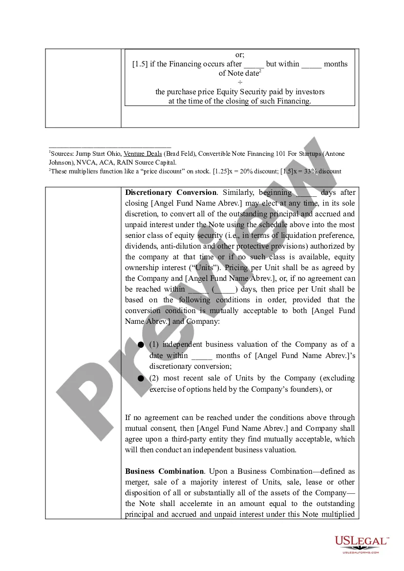 Get Angel Fund Promissory Note Term Sheet Preview Angel Fund Promissory Note Term Sheet