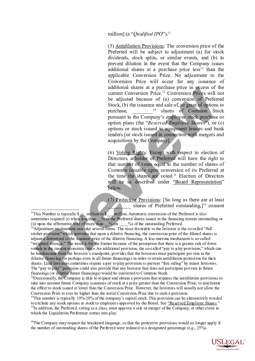 Get Term Sheet for Potential Investment in a Company Preview Term Sheet for Potential Investment in a Company