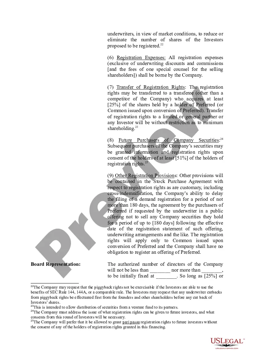 Get Term Sheet for Potential Investment in a Company Preview Term Sheet for Potential Investment in a Company