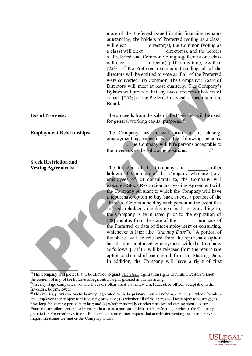 Get Term Sheet for Potential Investment in a Company Preview Term Sheet for Potential Investment in a Company