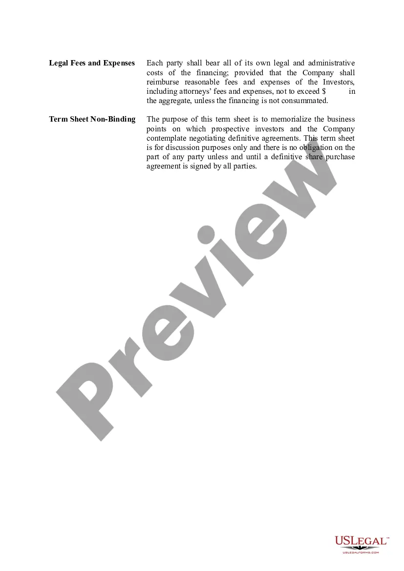 Get Term Sheet - Series Seed Preferred Share for Company Preview Term Sheet - Series Seed Preferred Share for Company