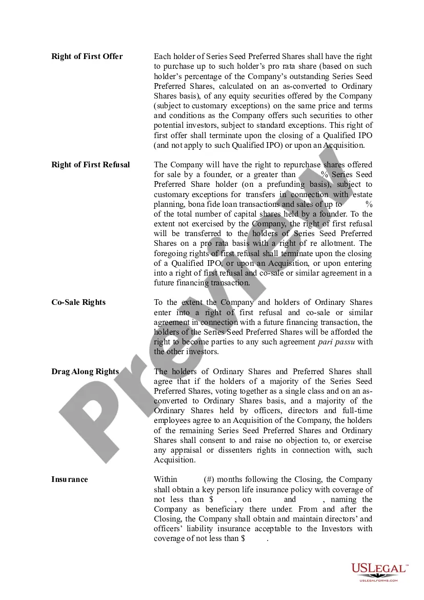 Get Term Sheet - Series Seed Preferred Share for Company Preview Term Sheet - Series Seed Preferred Share for Company
