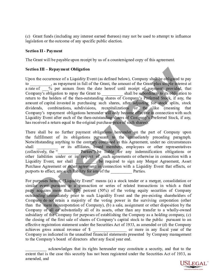 Get Recoverable Grant Agreement Preview Recoverable Grant Agreement