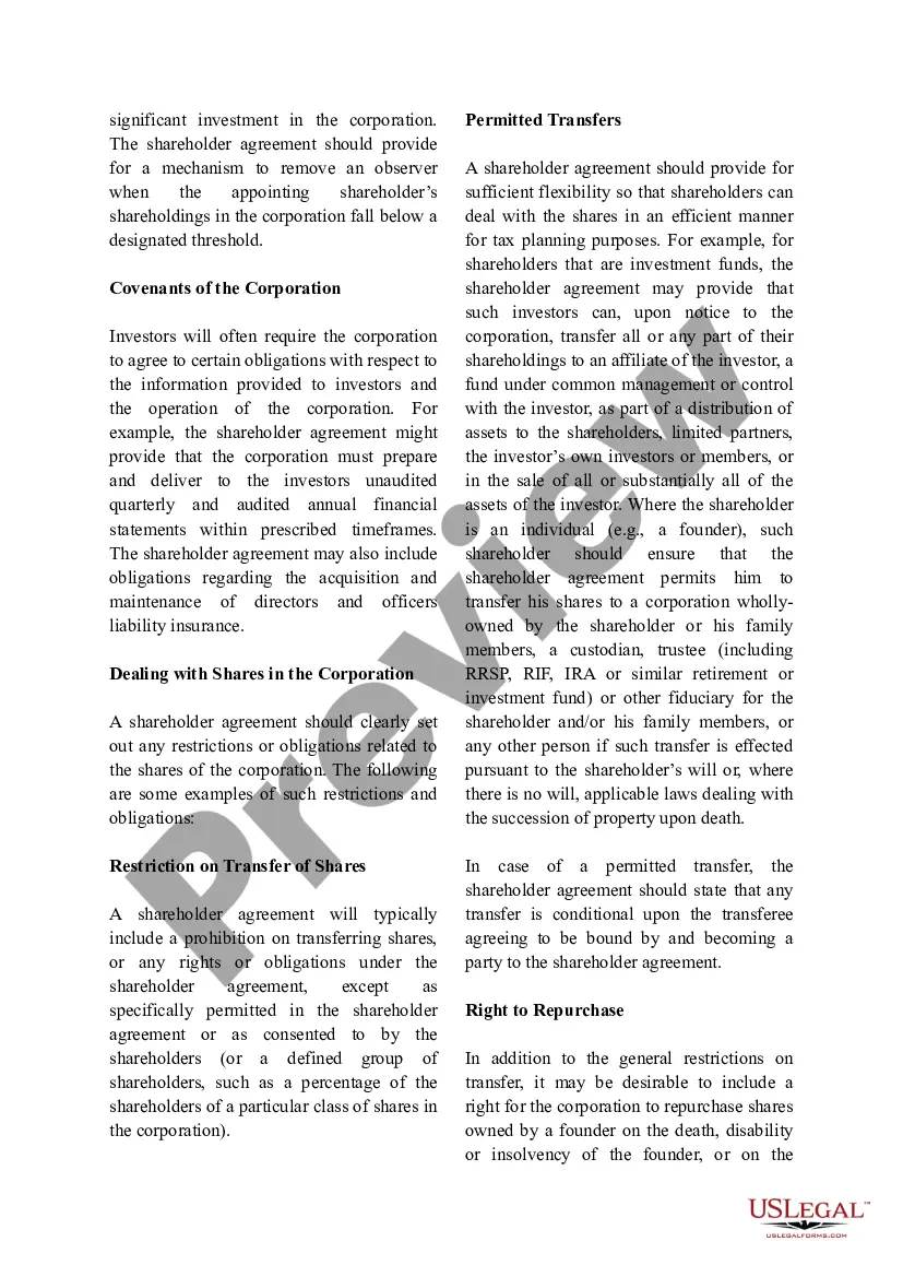 Get Shareholder Agreements - An Overview Preview Shareholder Agreements - An Overview