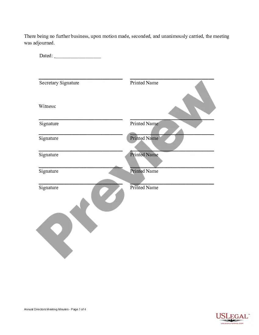 Get Annual Meeting Minutes of Directors Preview Annual Meeting Minutes of Directors