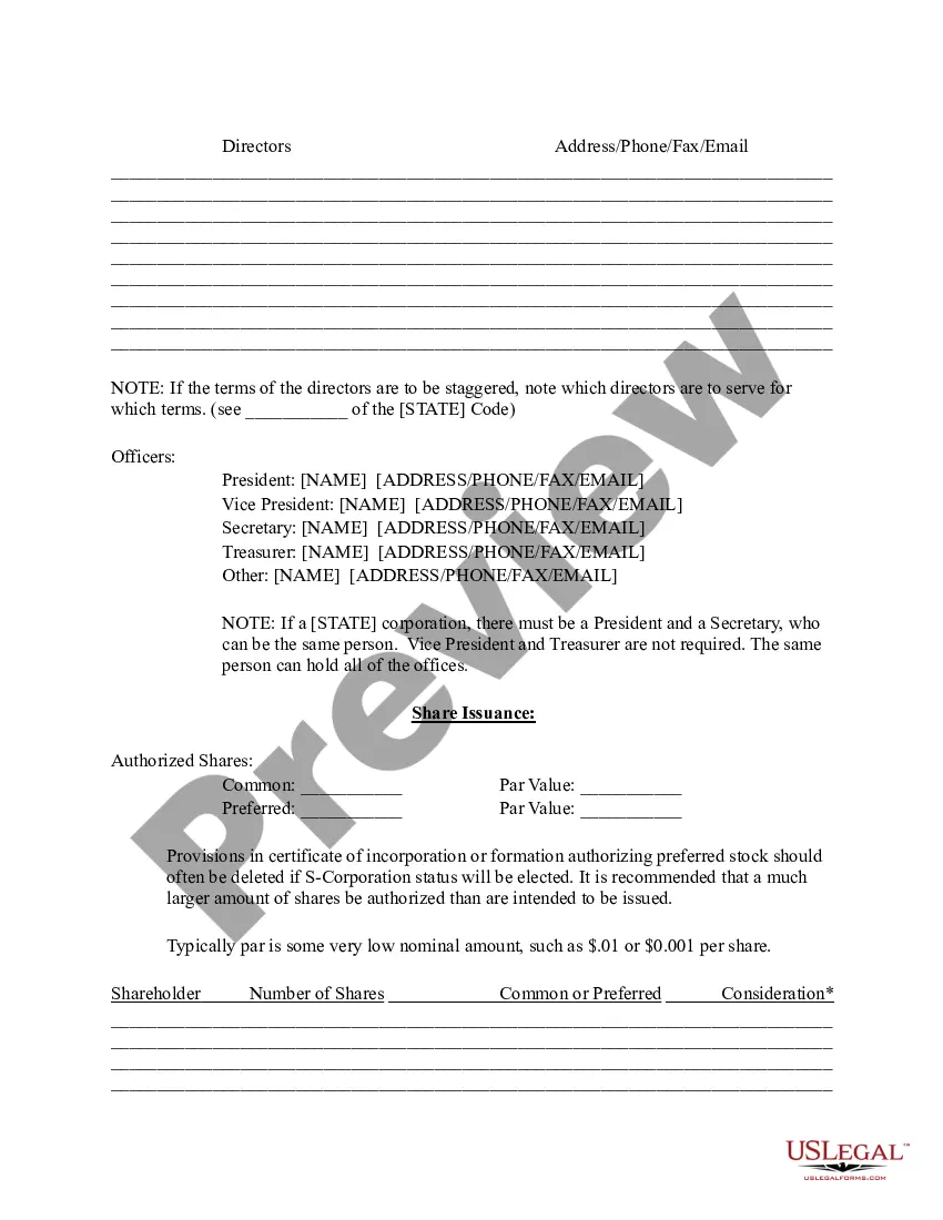 Get Incorporation Questionnaire Preview Incorporation Questionnaire