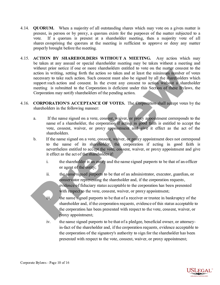 page 9 Corporate Bylaws preview