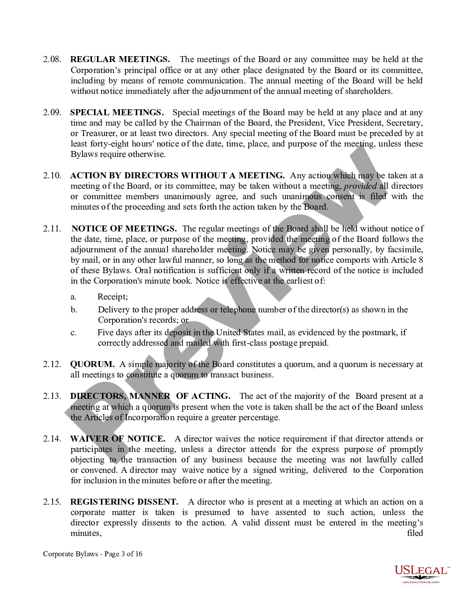 page 2 Corporate Bylaws preview