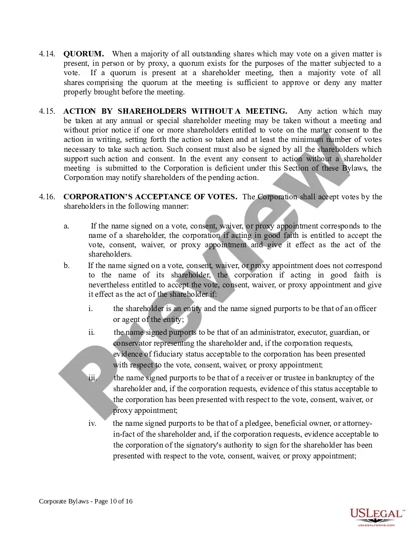 Get Corporate Bylaws Preview Corporate Bylaws