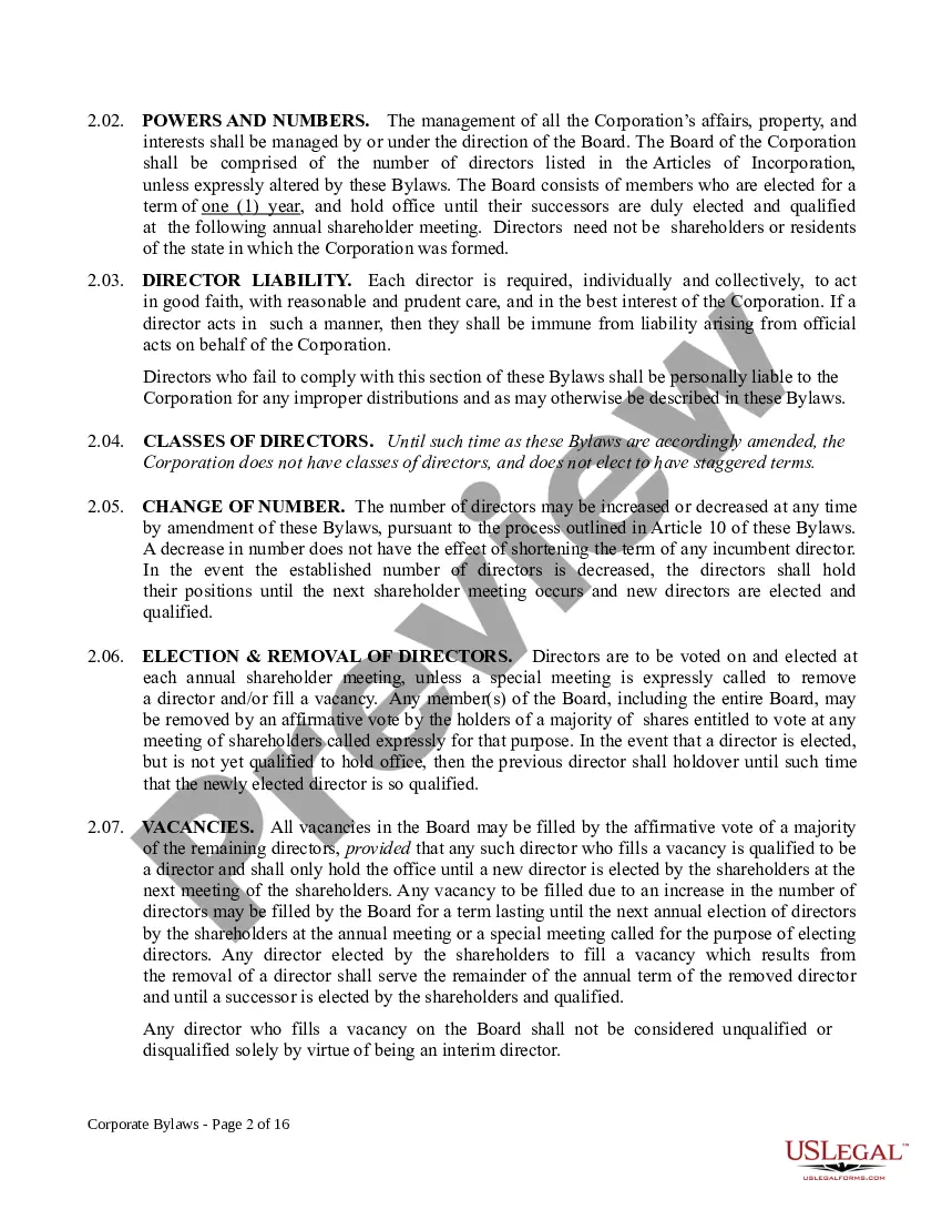 Get Corporate Bylaws Preview Corporate Bylaws