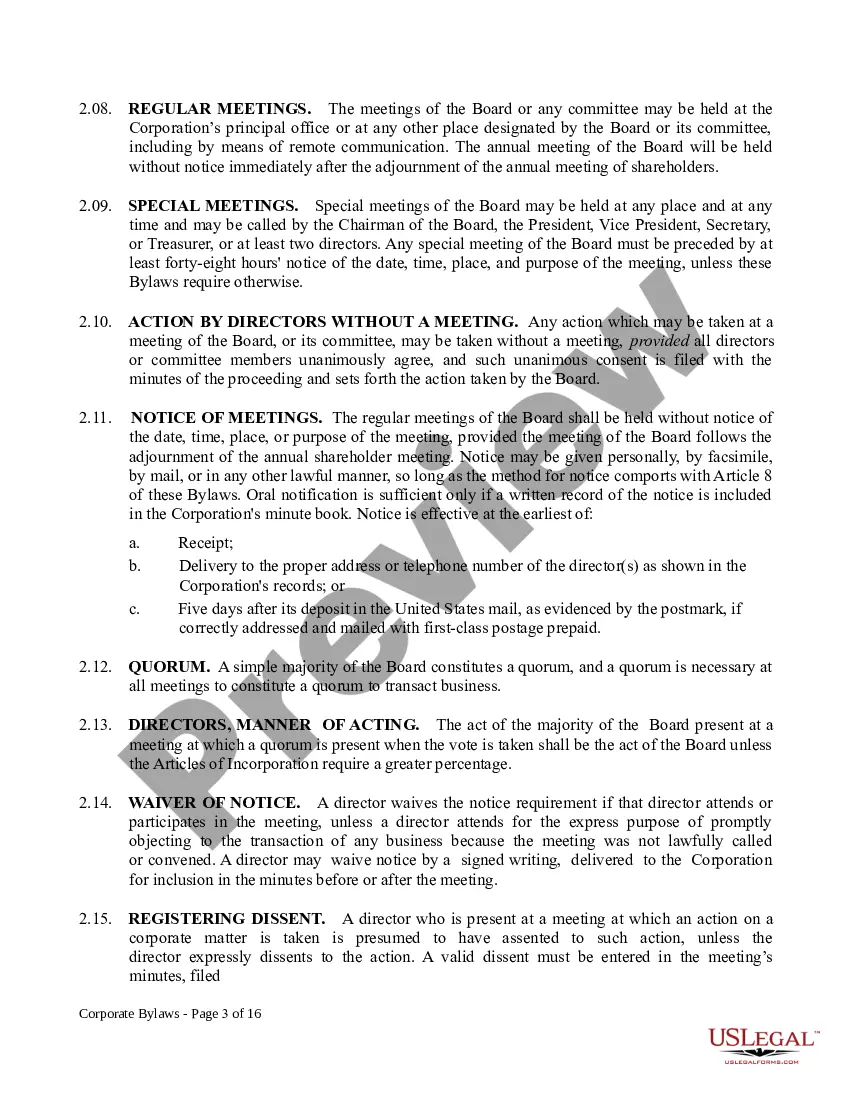 Get Corporate Bylaws Preview Corporate Bylaws