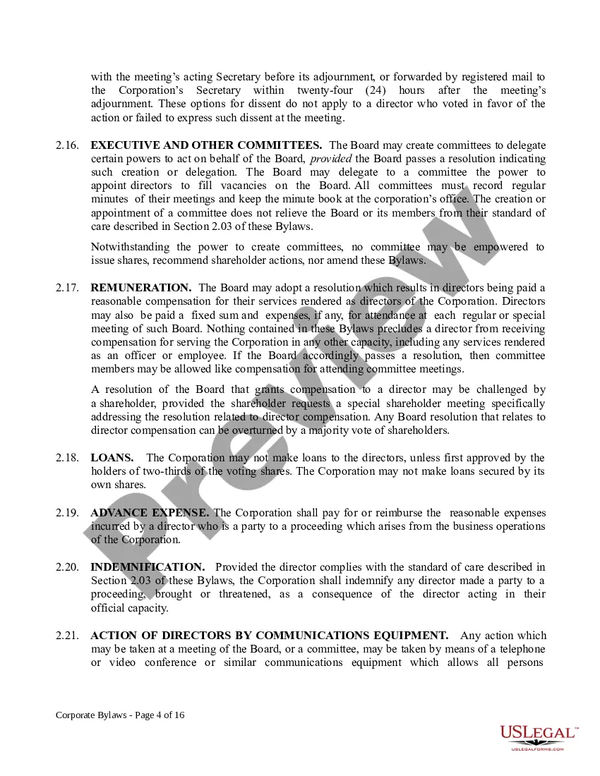 Get Corporate Bylaws Preview Corporate Bylaws