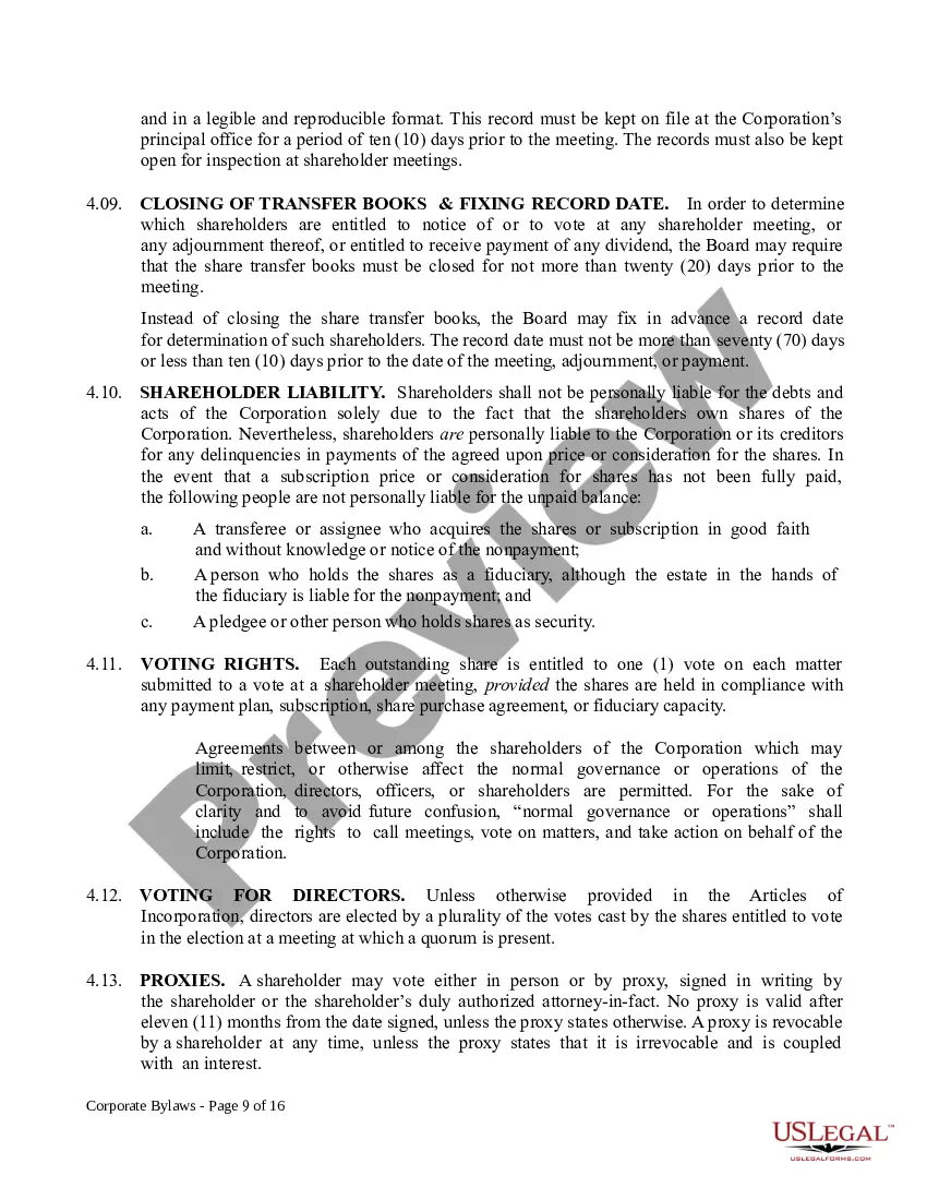 Get Corporate Bylaws Preview Corporate Bylaws