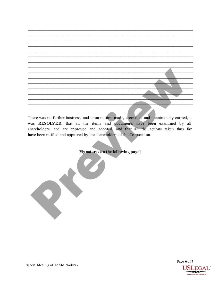 Get Special Meeting Minutes of Shareholders Preview Special Meeting Minutes of Shareholders