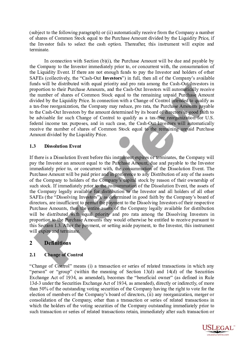 Get Simple Agreement for Future Equity Preview Simple Agreement for Future Equity