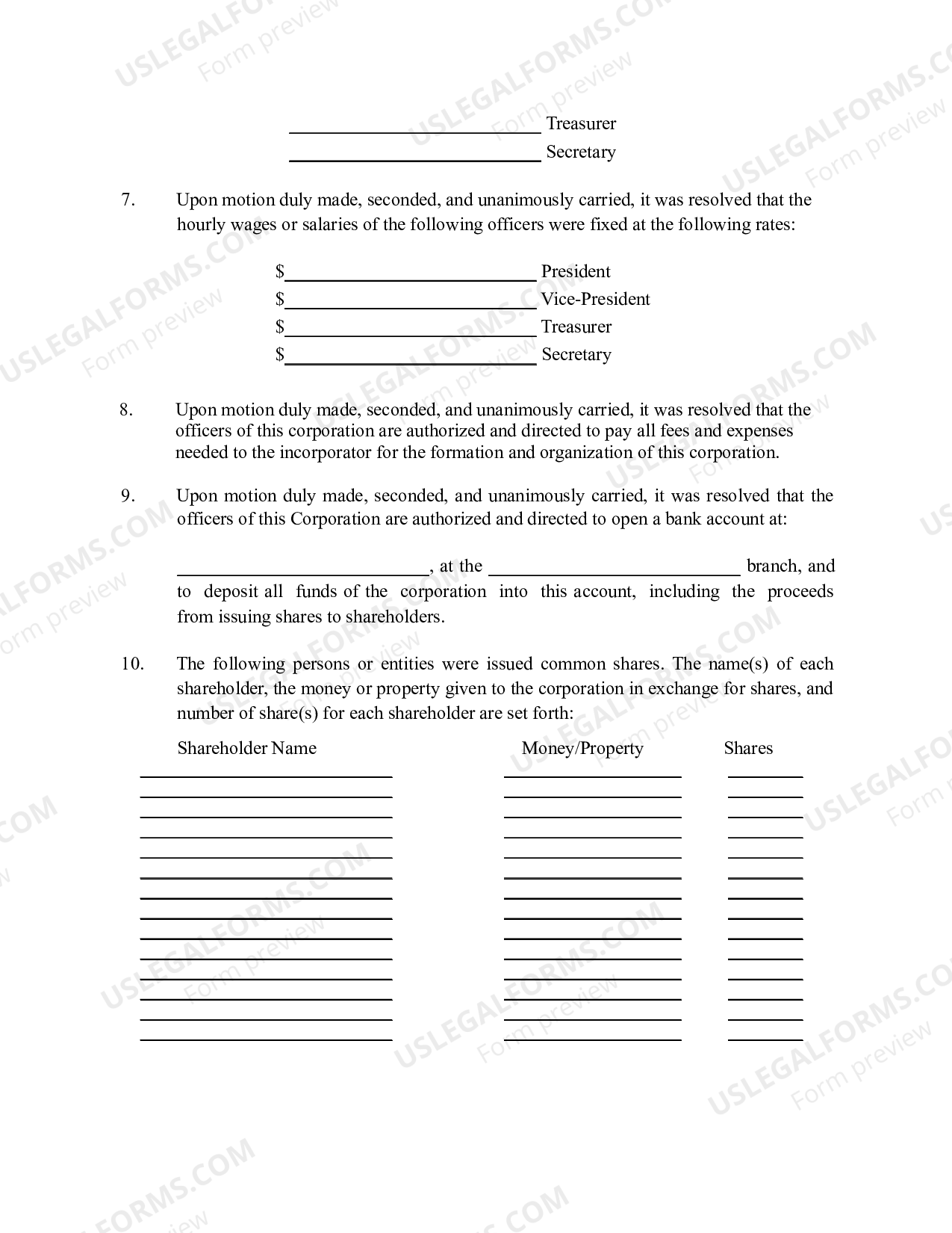 First Meeting Minutes Of Directors US Legal Forms