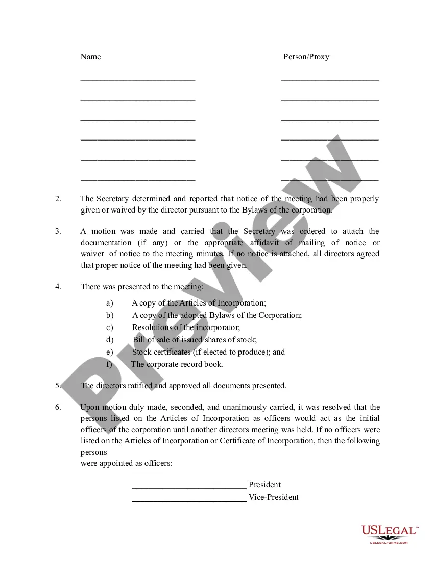 Get First Meeting Minutes of Directors Preview First Meeting Minutes of Directors